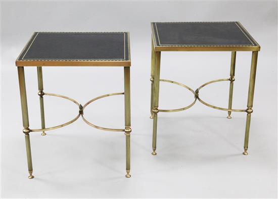 A pair of brass occasional tables, W.1ft D.1ft 6in. H.1ft 10in.